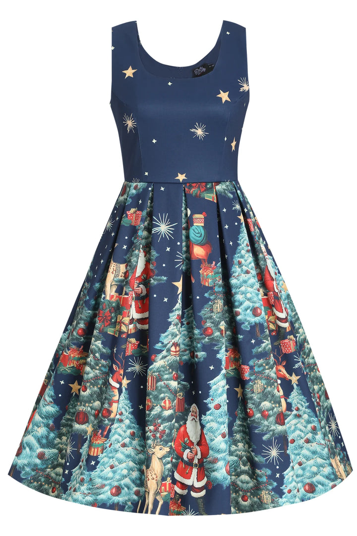 PREORDER - Amanda Dark Blue Christmas Santa Dress - Estimated dispatch 3rd of November