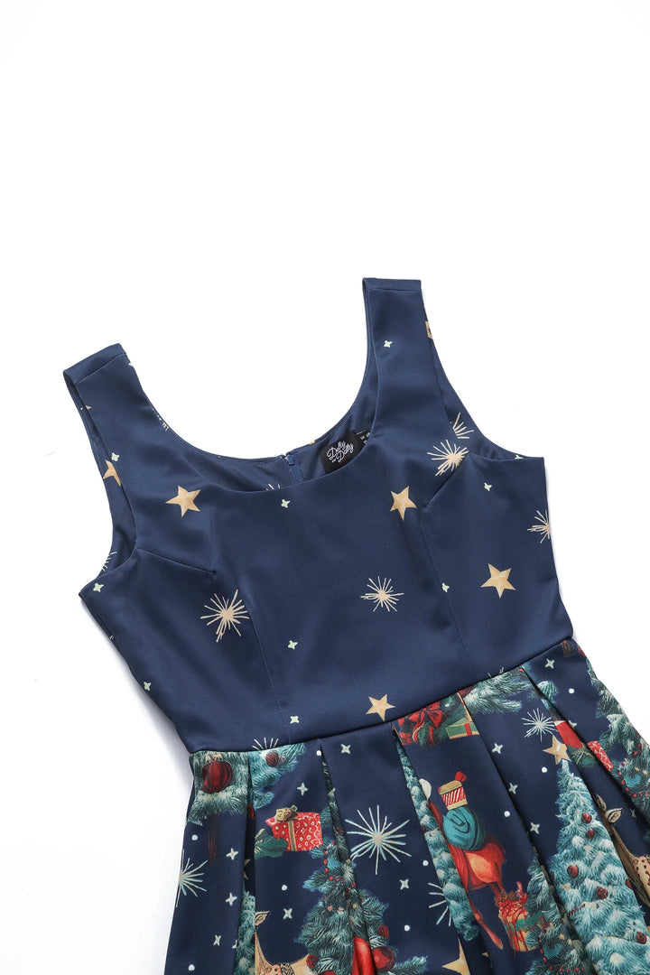 PREORDER - Amanda Dark Blue Christmas Santa Dress - Estimated dispatch 3rd of November