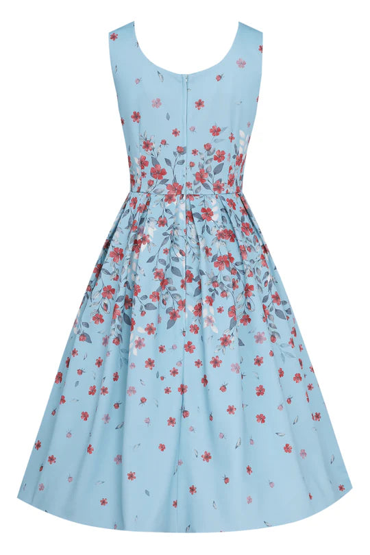 PREORDER - Amanda Blue Floral Swing Dress - Estimated dispatch 3rd of February