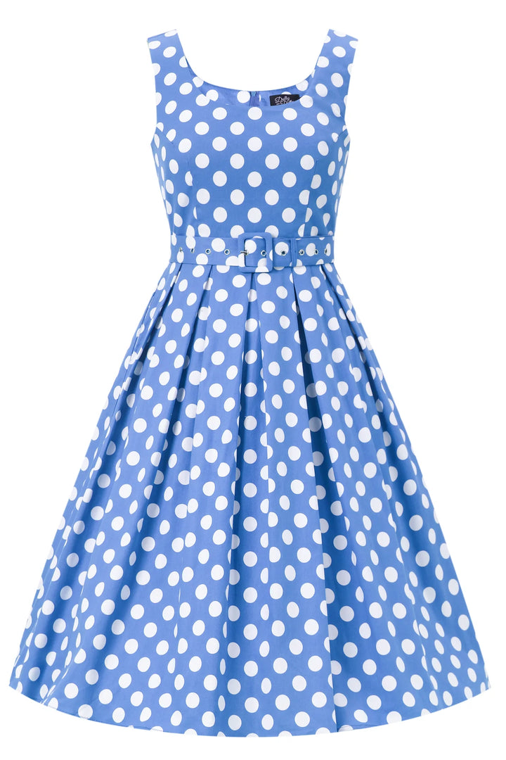 PREORDER - Amanda Light Blue Polka Dress - Estimated dispatch 16th of June