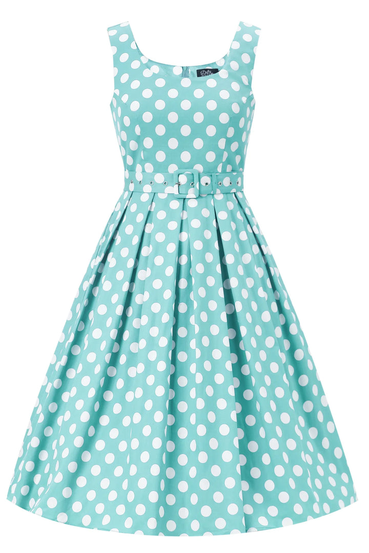 PRE-ORDER - Amanda Mint Polka Dot Swing Dress - Expected dispatch 28th of May