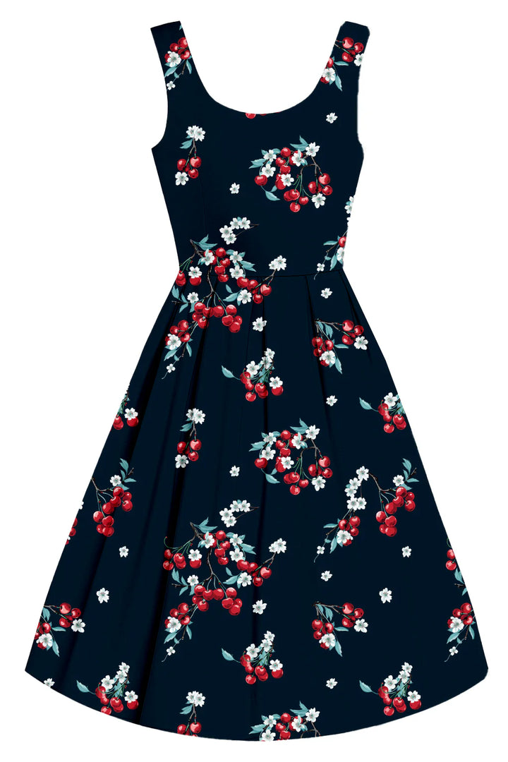 PREORDER - Amanda Navy Cherry Dress - Estimated dispatch 28th of November