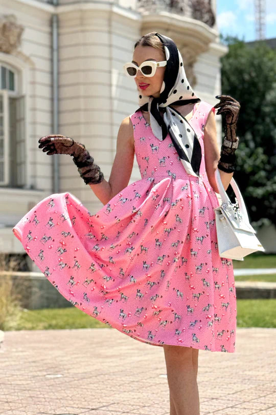 Amanda Pink Dalmation Swing Dress - Preorder for dispatch 4th September