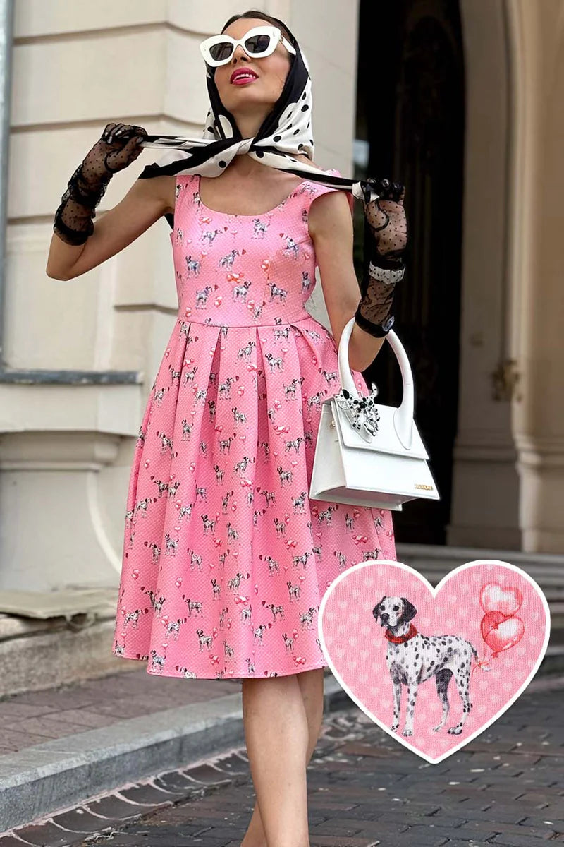 Amanda Pink Dalmation Swing Dress - Preorder for dispatch 4th September