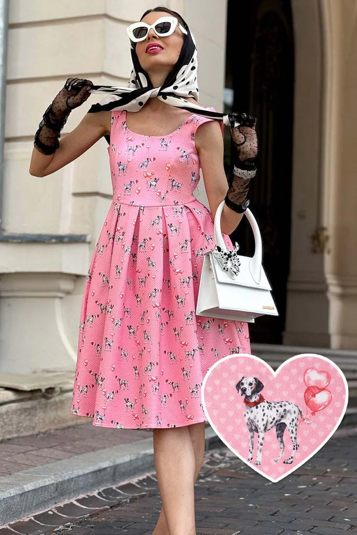 Amanda Pink Dalmation Swing Dress - Preorder for dispatch 4th September