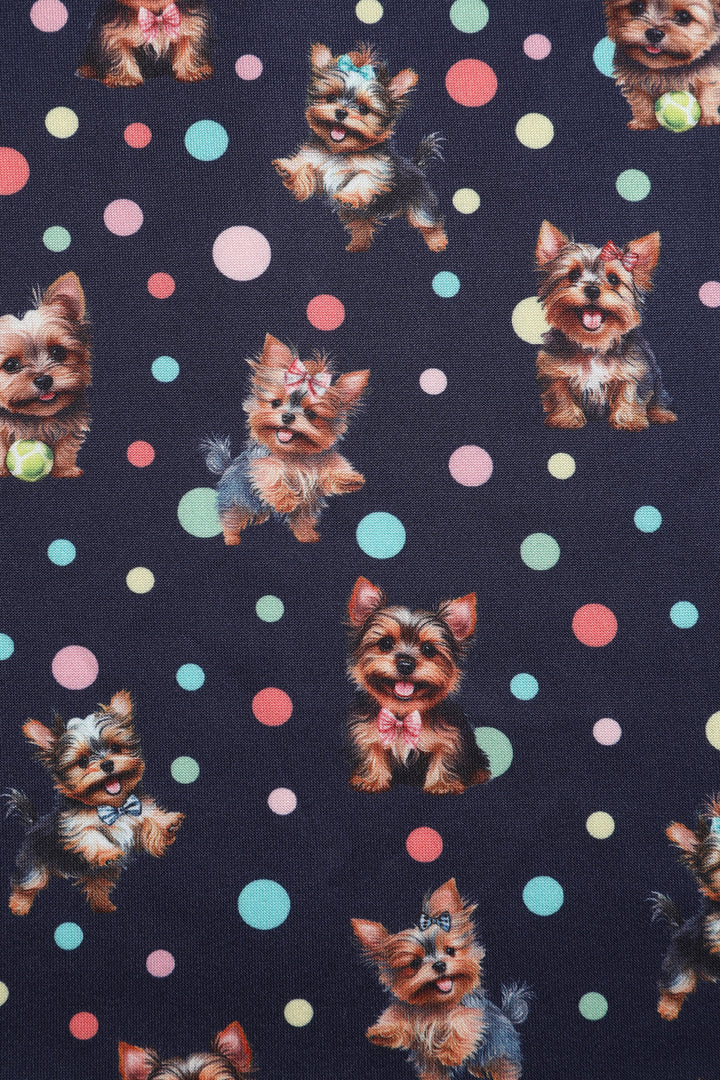Amanda Purple Yorkie & Colourful Polka Dot Print Swing Dress - Preorder for dispatch 12th September