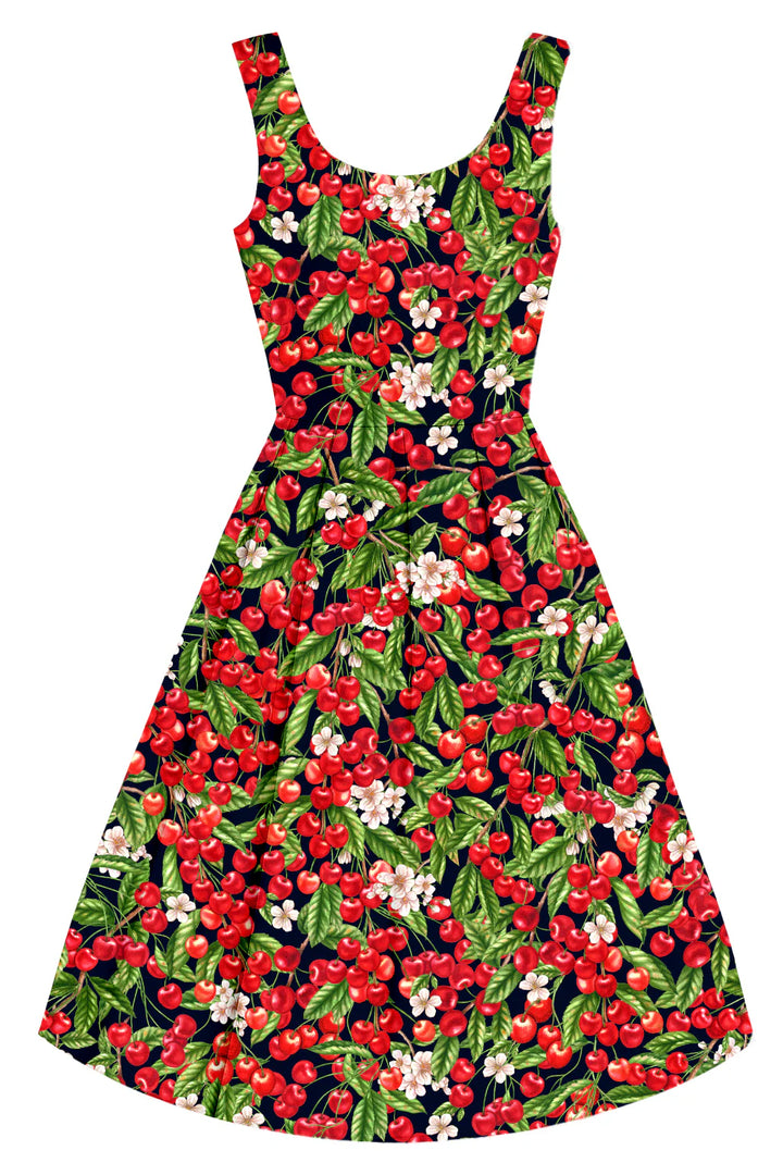 PREORDER - Amanda Cherry Print in Black - Estimated dispatch 28th of November