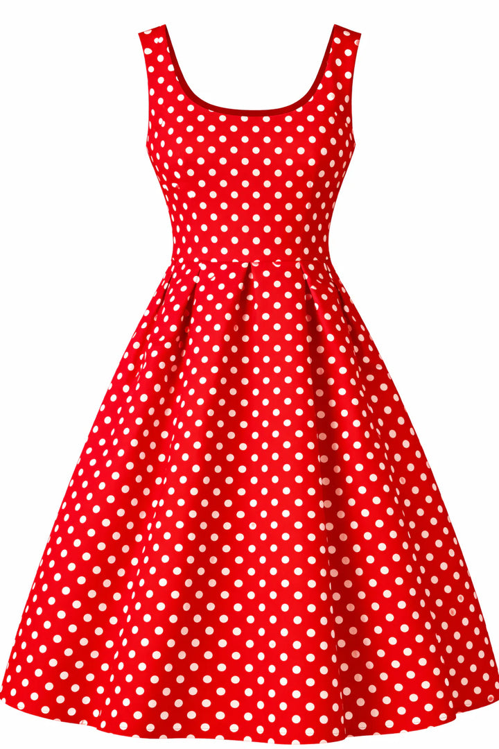 PRE-ORDER - Amanda Red Polka Dot Swing Dress - Expected dispatch 28th of May