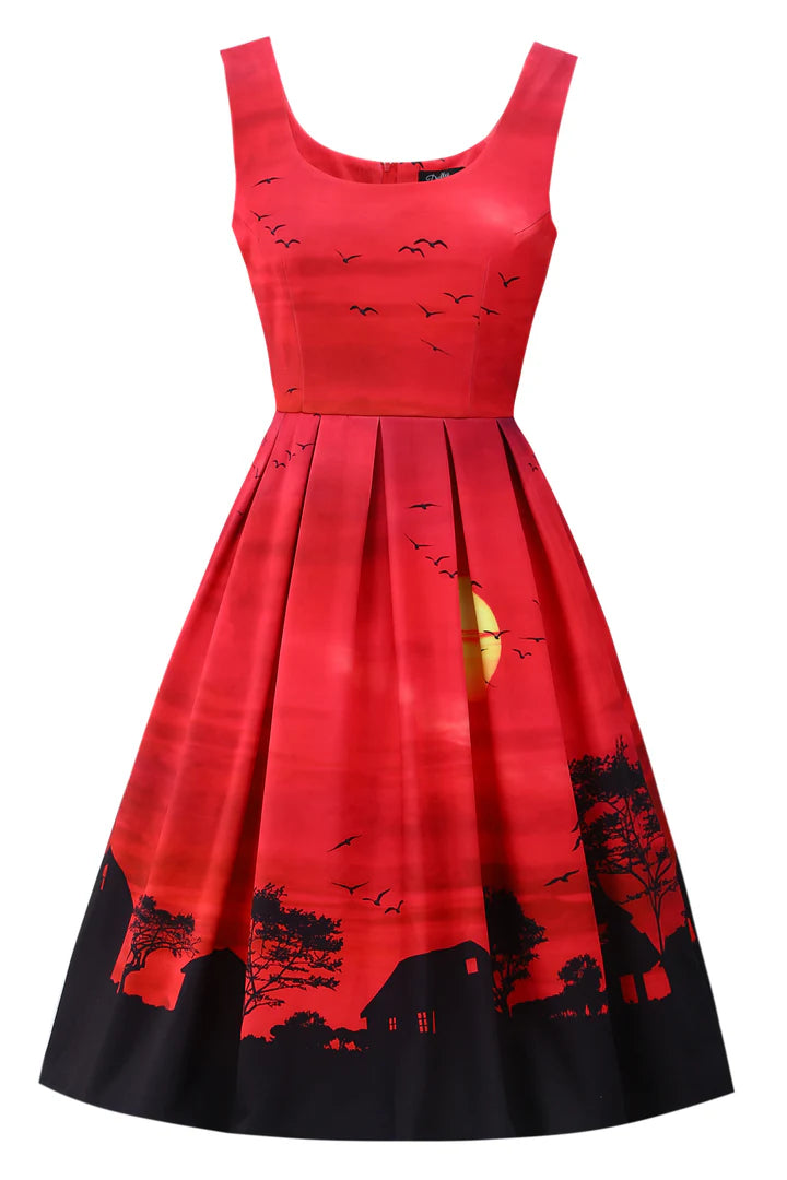 PREORDER - Amanda Red Sunset Dress - Expected dispatch date 3rd June