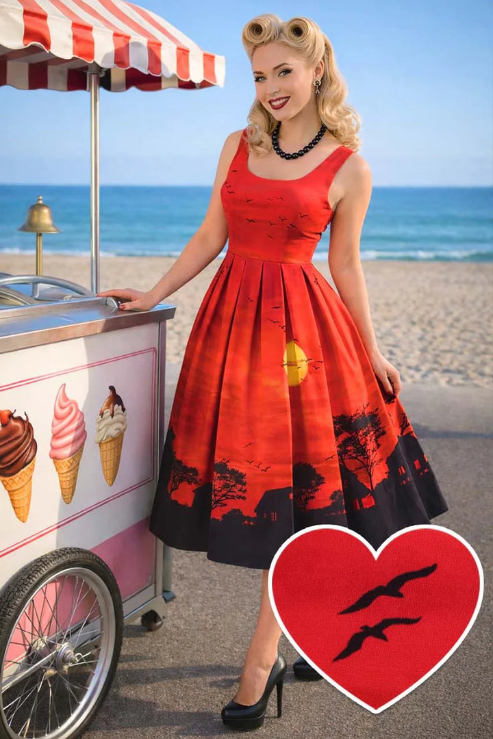 PREORDER - Amanda Red Sunset Dress - Expected dispatch date 3rd June
