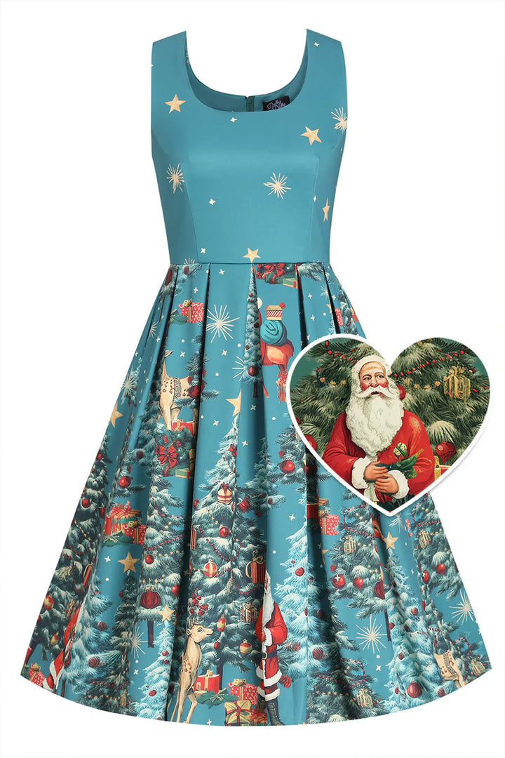 PREORDER - Amanda Cyan Christmas Santa Dress - Estimated dispatch 30th of October