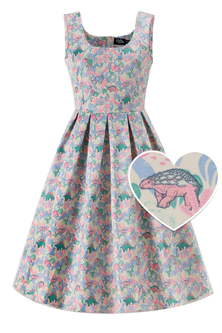PREORDER - Amanda Pastel Dinosaur Dress - Estimated dispatch 9th of October