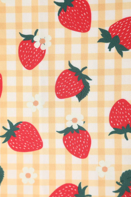 Amanda Strawberry Yellow Gingham Swing Dress - Preorder for dispatch 29th August