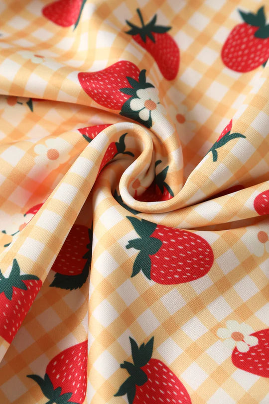 Amanda Strawberry Yellow Gingham Swing Dress - Preorder for dispatch 29th August