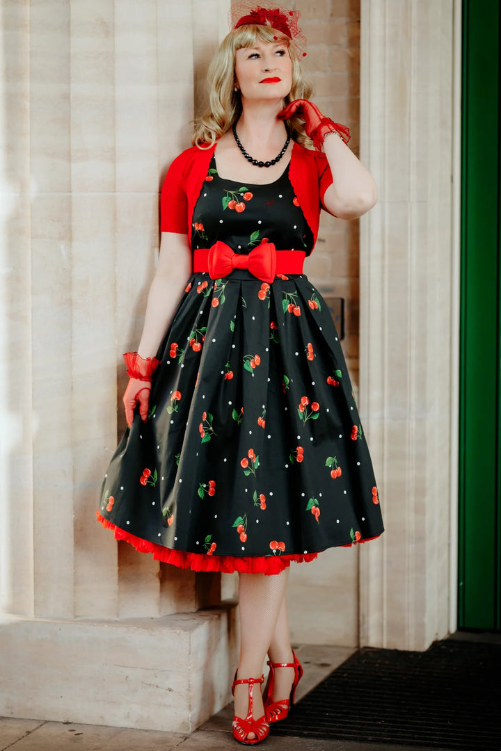 PRE-ORDER - Amanda Black Cherry Dress - Expected dispatch 16th of June
