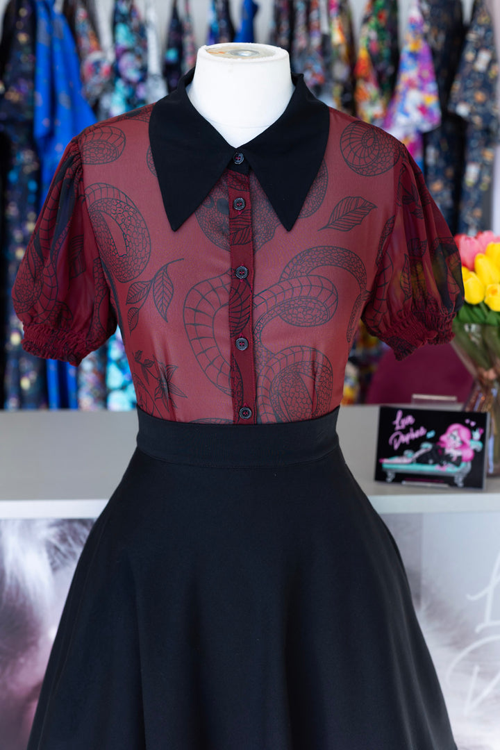 PREORDER - Venom Burgundy Blouse - Estimated dispatch date 25th of August