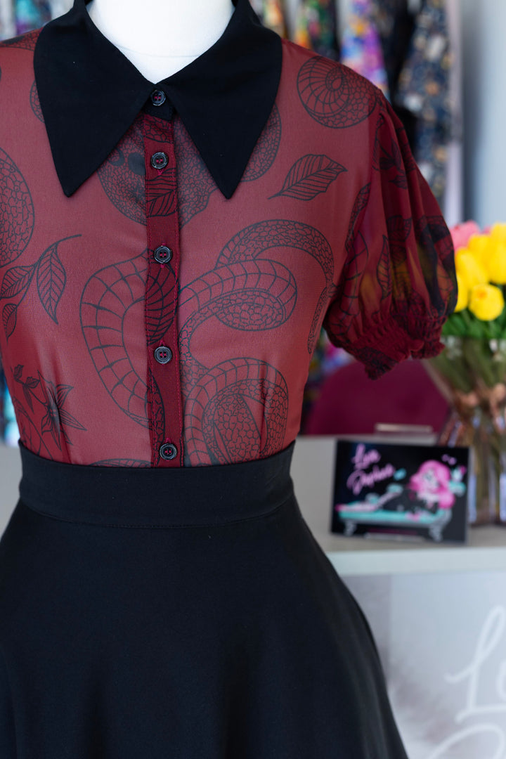 PREORDER - Venom Burgundy Blouse - Estimated dispatch date 25th of August