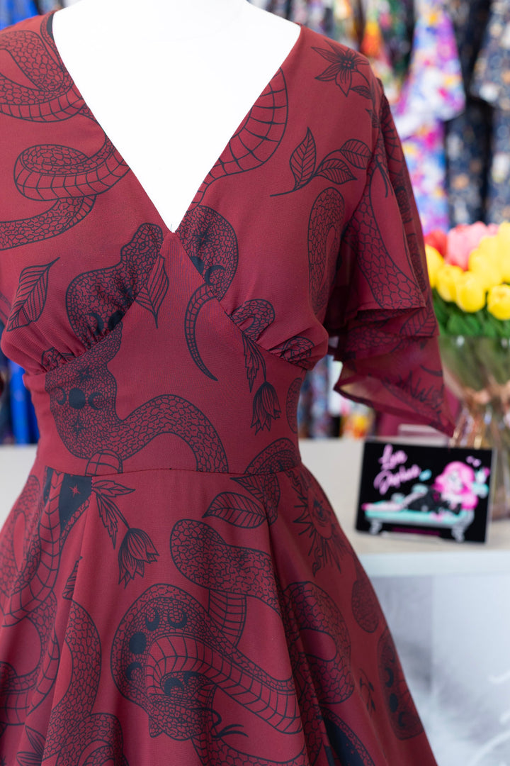 PREORDER - Venom Burgundy Midi Dress - Expected dispatch date 24th of August