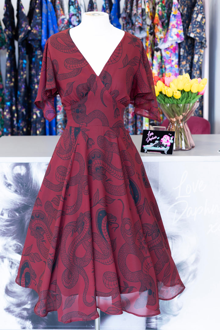 PREORDER - Venom Burgundy Midi Dress - Expected dispatch date 24th of August
