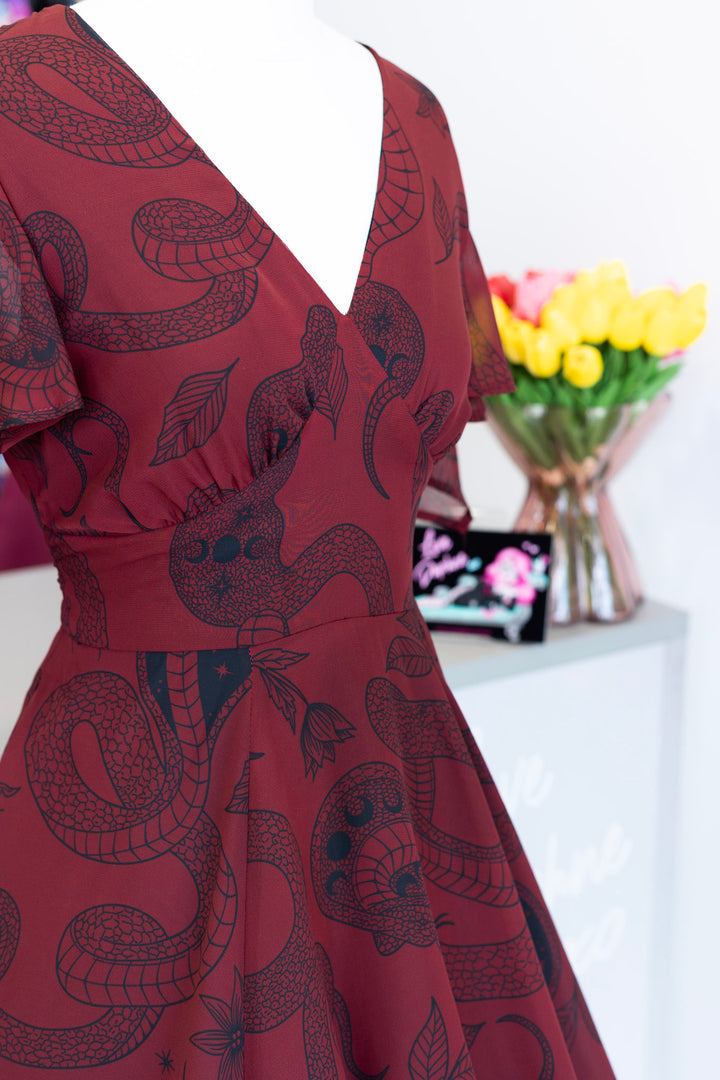 PREORDER - Venom Burgundy Midi Dress - Expected dispatch date 24th of August