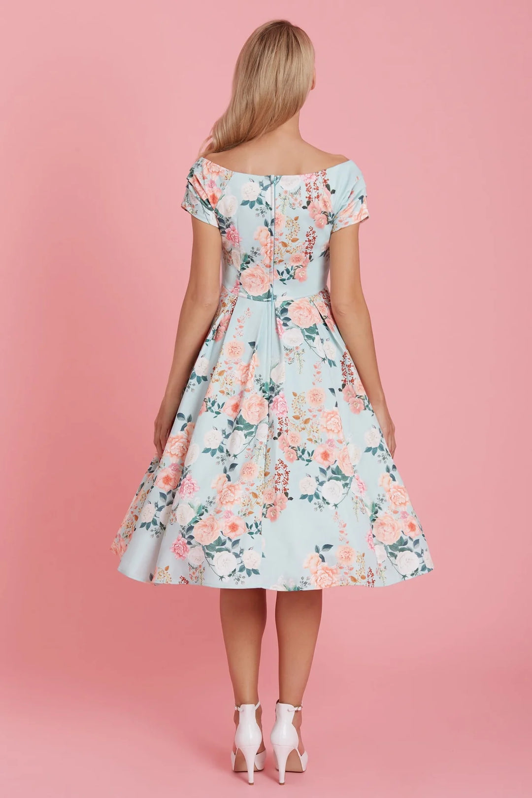 Lily 50s Style Floral in Mint Dress