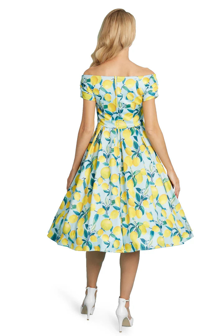PREORDER - Lily Blue Lemon Print Swing Dress - Expected dispatch date 1st of July
