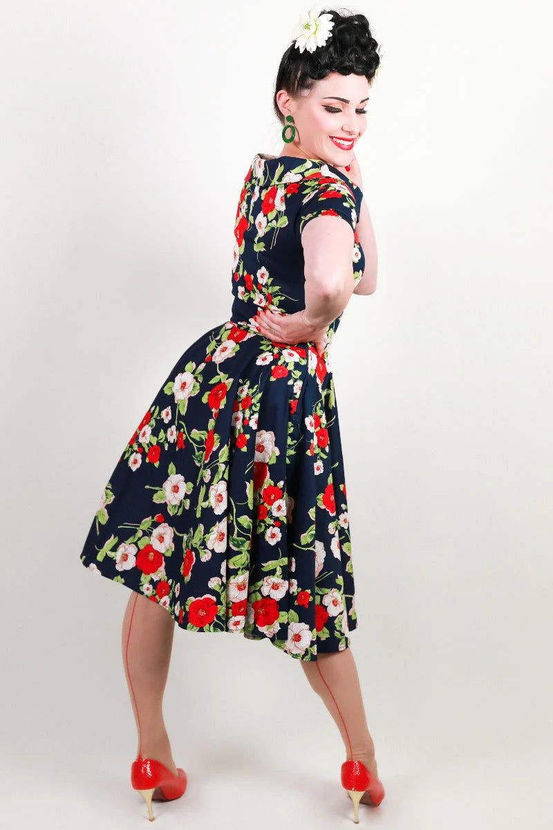 PREORDER - Darlene Retro Navy Floral - Estimated dispatch 30th of October