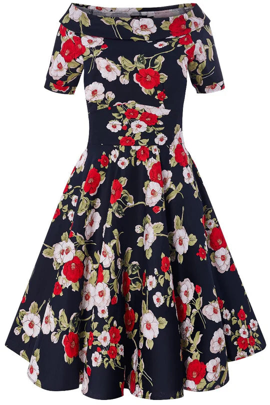PREORDER - Darlene Retro Navy Floral - Estimated dispatch 30th of October