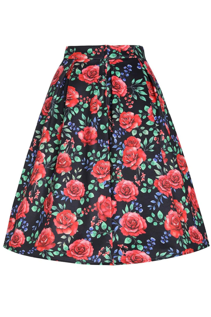 PREORDER - Aisley Red Rose Pleated Midi Skirt - Estimated dispatch 28th of November