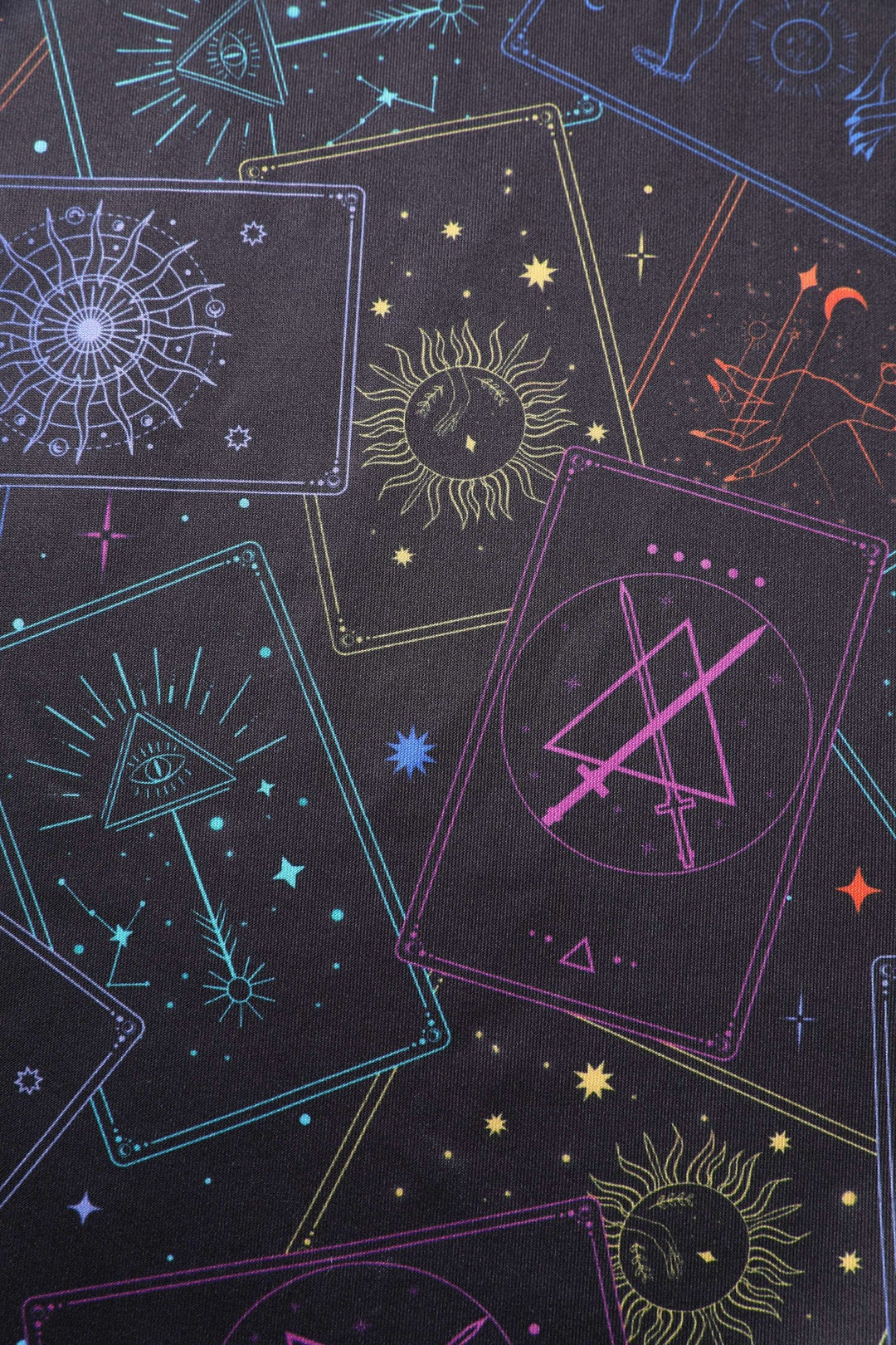 PREORDER - Aisley Black Neon Tarot Card Pleated Midi Skirt - Estimated dispatch 28th of November