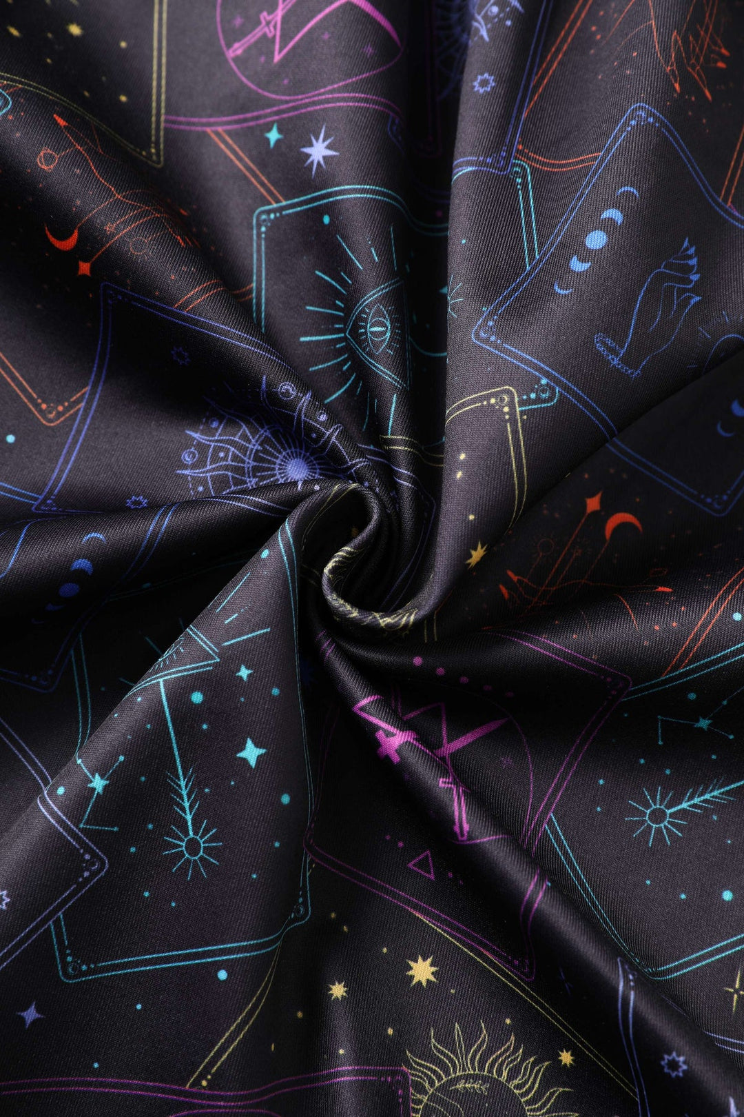 PREORDER - Aisley Black Neon Tarot Card Pleated Midi Skirt - Estimated dispatch 28th of November