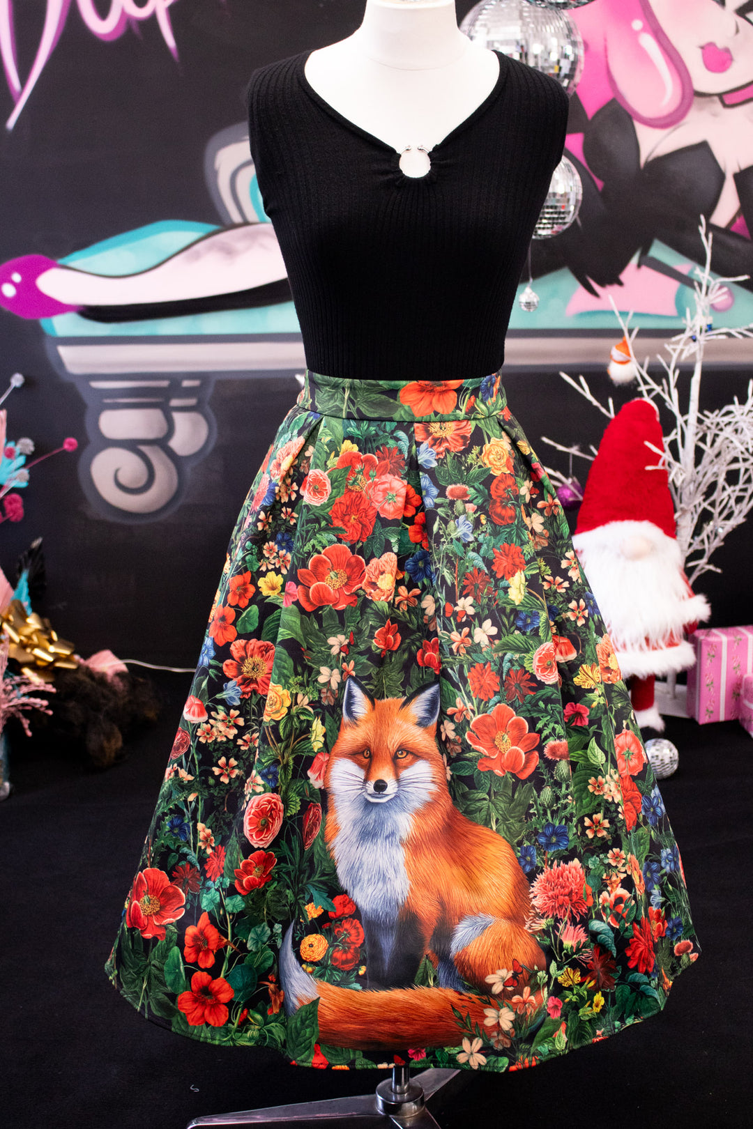 PREORDER - Aisley Floral Forest & Fox Pleated Midi Skirt - Estimated dispatch 3rd February
