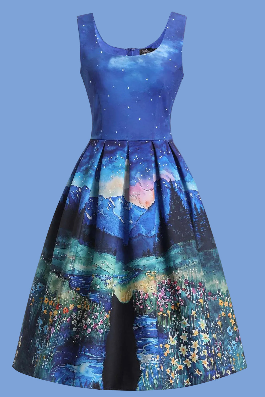 PREORDER - Amanda Black Cat Starry Night Dress - Estimated dispatch date 1st September