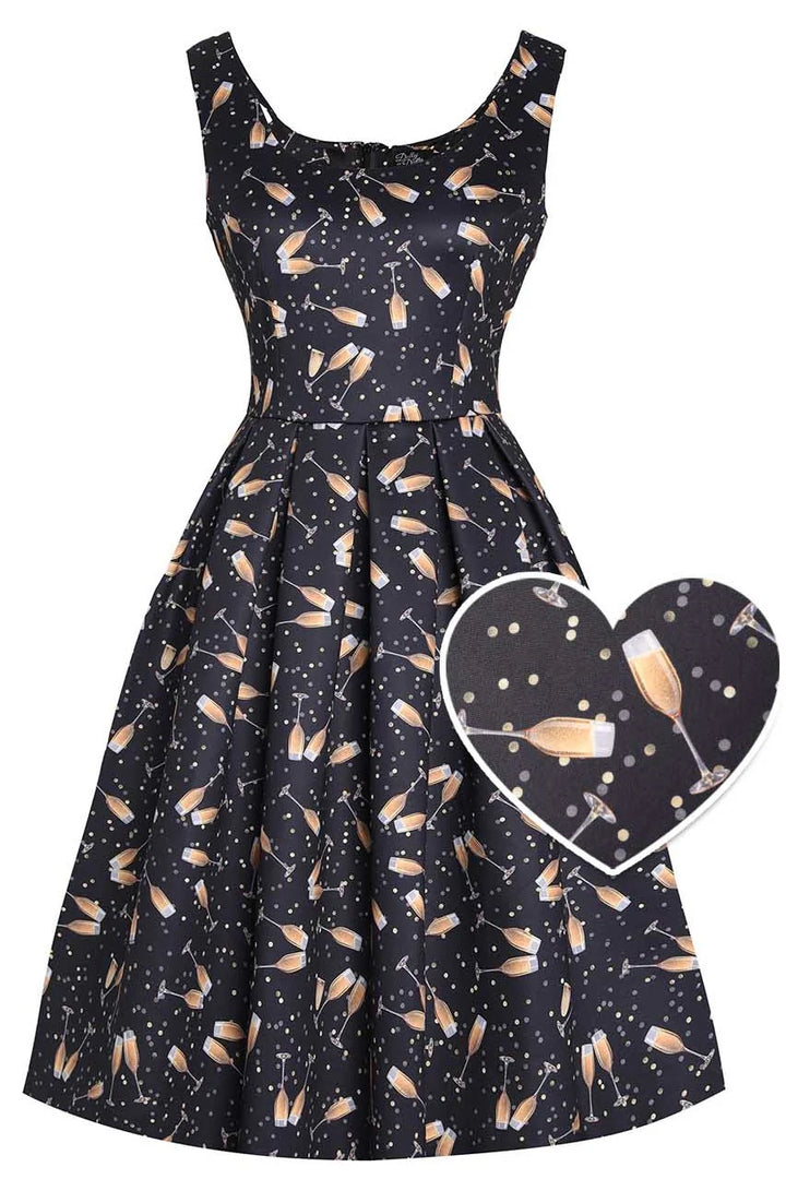 PREORDER - Amanda Black Champagne Dress - Expected dispatch date 2nd of December
