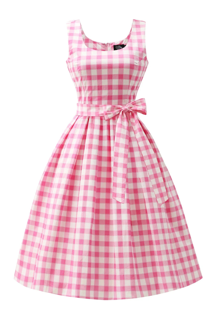 PREORDER - Amanda Pink Gingham Swing Dress - Expected dispatch 6th of August