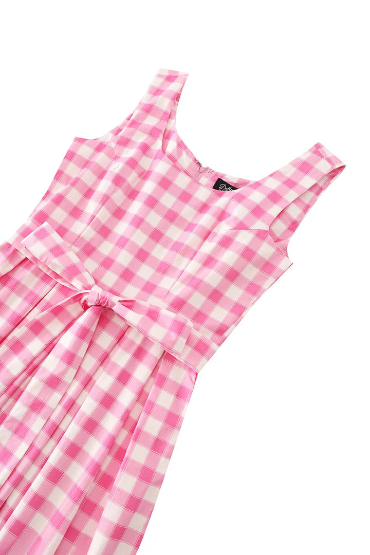 PREORDER - Amanda Pink Gingham Swing Dress - Expected dispatch 6th of August