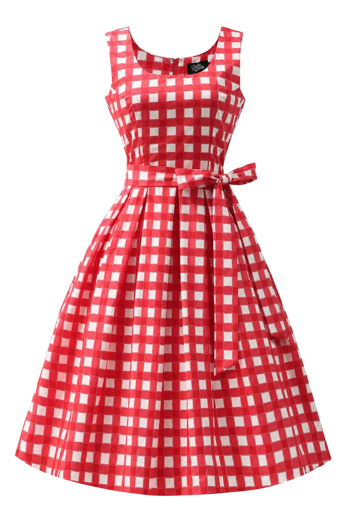 PREORDER - Amanda Red Gingham Swing Dress - Expected dispatch 6th of August