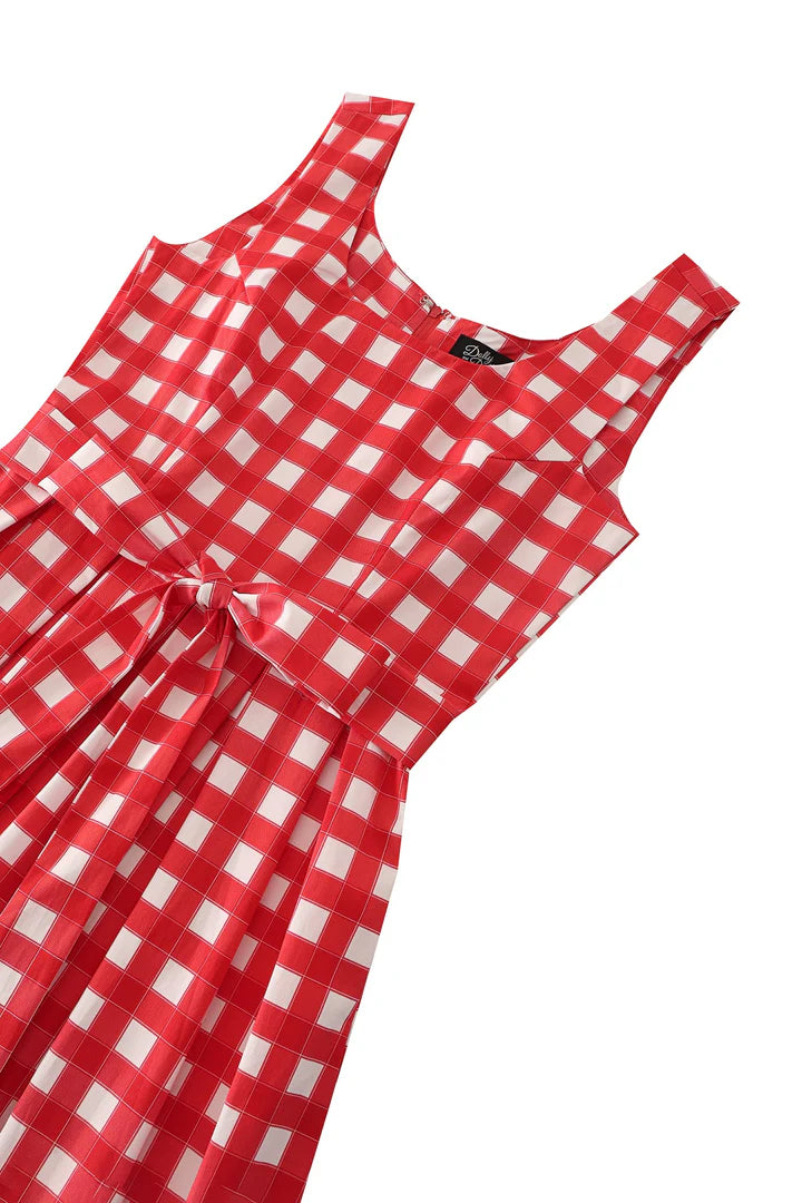 PREORDER - Amanda Red Gingham Swing Dress - Expected dispatch 6th of August