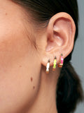 Hani Enamel Huggie Earrings