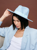 Lia Boho Fedora Felt Hat in Blue