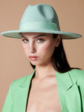 Lia Boho Fedora Felt Hat in Green
