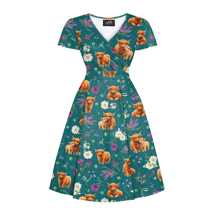 PREORDER - Highland Cow Lyra Mini Dress - Expected dispatch date 9th June