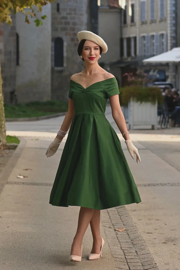 PREORDER - Lily Emerald Green Swing Dress - Expected dispatch 15th of September