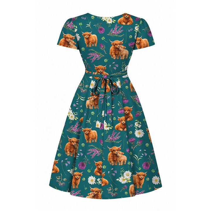 PREORDER - Highland Cow Lyra Mini Dress - Expected dispatch date 9th June