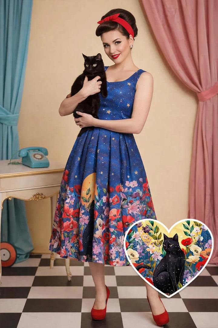 PREORDER - Amanda Midnight Garden Swing Dress - Expected dispatch date 2th of June