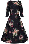 Scarlette Long Sleeved Black Floral Midi Dress