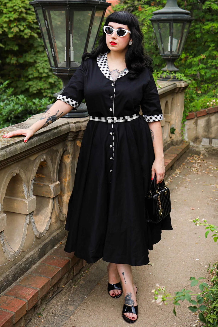 PREORDER - Mollie Classic Black Gingham Shirt Dress - Expected dispatch 1st of July