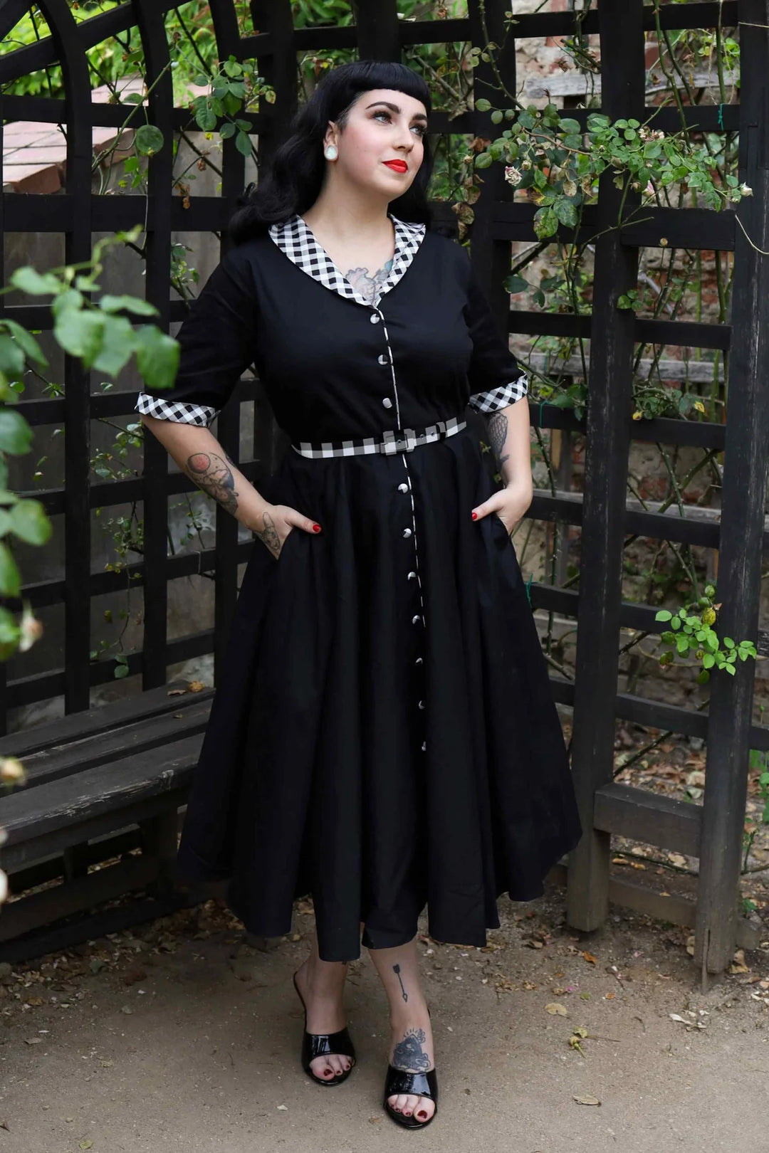 PREORDER - Mollie Classic Black Gingham Shirt Dress - Expected dispatch 1st of July
