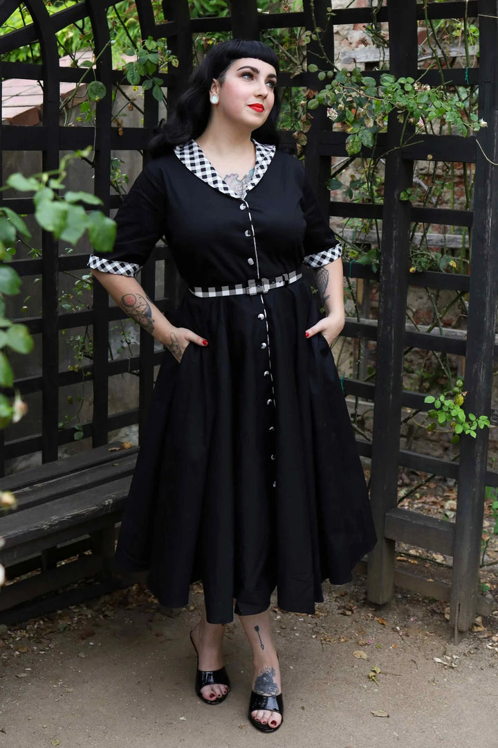 PREORDER - Mollie Classic Black Gingham Shirt Dress - Expected dispatch 1st of July