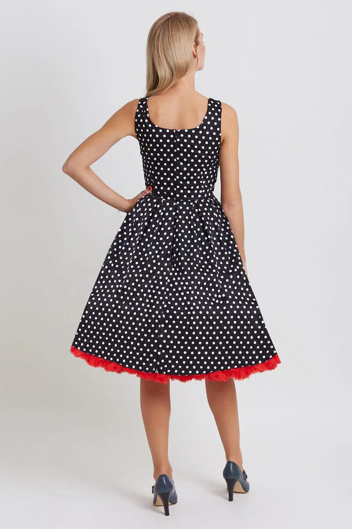 PRE-ORDER - Amanda Black & White Polka Dot Swing Dress - Expected dispatch 16th of June